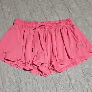 Women's Pink Layered Athletic Skort with Elastic Waist